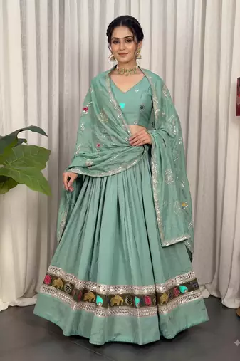 Pastel Aqua Blue Navratri Chaniya Choli