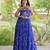 Blue faux georgette leheriya print with kutchi patche work navratri gown