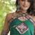 Green faux georgette leheriya print with kutchi patche work navratri gown