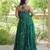 Green faux georgette leheriya print with kutchi patche work navratri gown