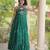 Green faux georgette leheriya print with kutchi patche work navratri gown