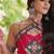 Pink faux georgette leheriya print with kutchi patche work navratri gown