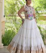 women navratri rayon lehenga choli with lampi lace & kutchi work blouse - free size