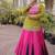 women navratri rayon lehenga choli with bandhani jacket - free size