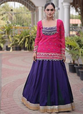 women navratri rayon lehenga choli with bandhani jacket - free size 1