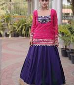 women navratri rayon lehenga choli with bandhani jacket - free size