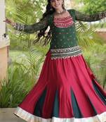 women navratri rayon lehenga choli with bandhani jacket - free size