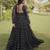 Black faux georgette bandhni print with kutchi patche work navratri gown
