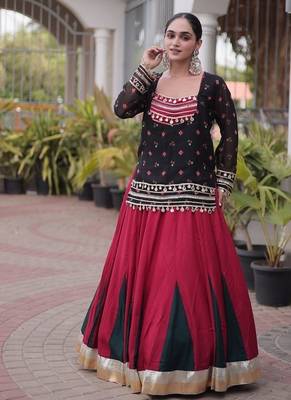 women navratri rayon lehenga choli with bandhani jacket - free size 1