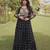 Black faux georgette bandhni print with kutchi patche work navratri gown