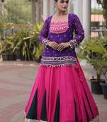 women navratri rayon lehenga choli with bandhani jacket - free size