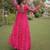 Pink faux georgette bandhni print with kutchi patche work navratri gown