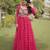 Pink faux georgette bandhni print with kutchi patche work navratri gown