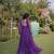 Purple faux georgette bandhni print with kutchi patche work navratri gown