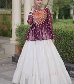 women navratri bandhani lehenga choli - cotton flair with kutchi gamthi patchwork - free size