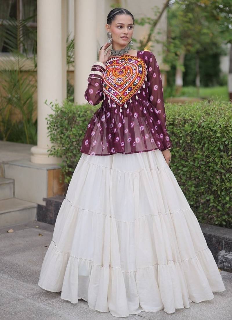 women navratri bandhani lehenga choli - cotton flair with kutchi gamthi patchwork - free size
