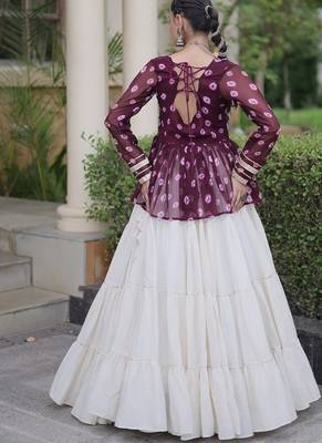 women navratri bandhani lehenga choli - cotton flair with kutchi gamthi patchwork - free size 2