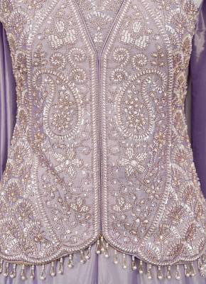 Lavender silk embroidered wide-leg sharara set for wedding 5