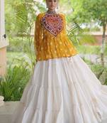 women navratri bandhani lehenga choli - cotton flair with kutchi gamthi patchwork - free size