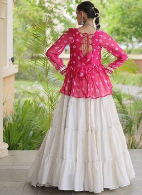 women navratri bandhani lehenga choli - cotton flair with kutchi gamthi patchwork - free size 2