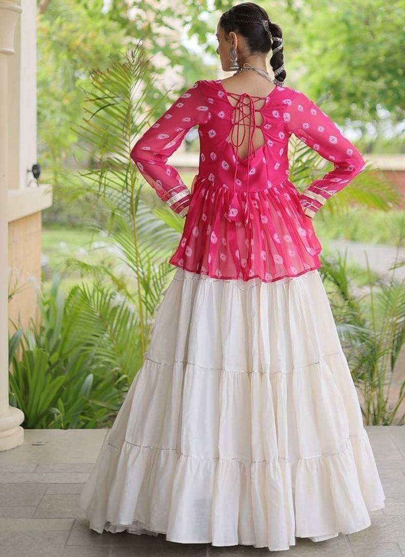 women navratri bandhani lehenga choli - cotton flair with kutchi gamthi patchwork - free size