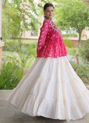 women navratri bandhani lehenga choli - cotton flair with kutchi gamthi patchwork - free size 3