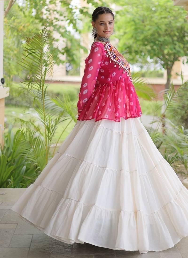 women navratri bandhani lehenga choli - cotton flair with kutchi gamthi patchwork - free size