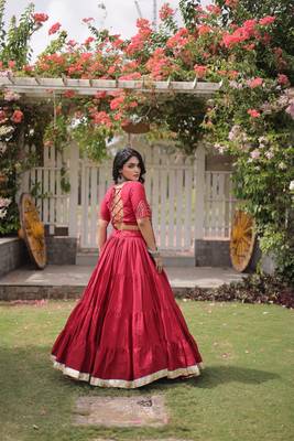 women cotton lehenga choli with kutchi patchwork -full stitched flair - free size 2