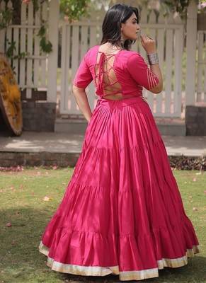 women cotton lehenga choli with kutchi patchwork -full stitched flair - free size 2