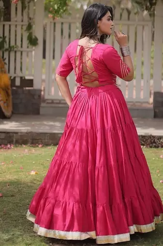 women cotton lehenga choli with kutchi patchwork -full stitched flair - free size
