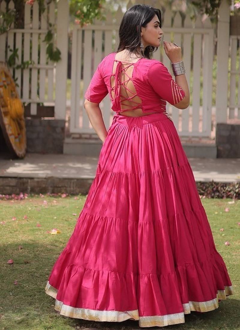 women cotton lehenga choli with kutchi patchwork -full stitched flair - free size