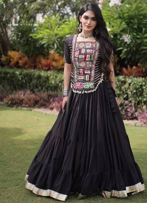 women cotton lehenga choli with kutchi patchwork -full stitched flair - free size 1