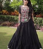 women cotton lehenga choli with kutchi patchwork -full stitched flair - free size