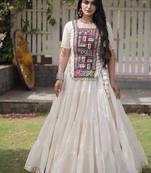 women cotton lehenga choli with kutchi patchwork -full stitched flair - free size