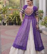 women bandhani print cotton lehenga choli with kutchi patchwork - free size