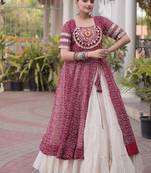 women bandhani print cotton lehenga choli with kutchi patchwork - free size