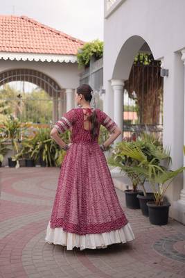 women bandhani print cotton lehenga choli with kutchi patchwork - free size 2