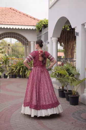 women bandhani print cotton lehenga choli with kutchi patchwork - free size