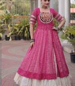 women bandhani print cotton lehenga choli with kutchi patchwork - free size