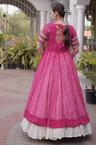 women bandhani print cotton lehenga choli with kutchi patchwork - free size