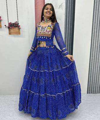 Blue Color Thread, embroidery and codi work  faux georgette Lehenga Choli Set 1