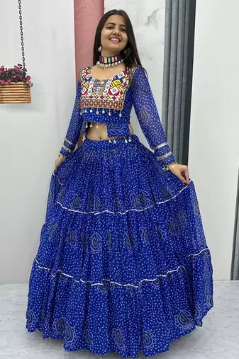 Blue Color Thread, embroidery and codi work  faux georgette Lehenga Choli Set