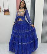 Blue Color Thread, embroidery and codi work  faux georgette Lehenga Choli Set