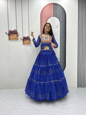 Blue Color Thread, embroidery and codi work  faux georgette Lehenga Choli Set 2