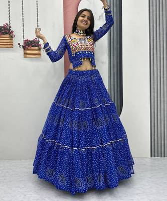 Blue Color Thread, embroidery and codi work  faux georgette Lehenga Choli Set 3
