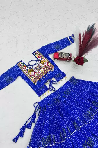 Blue Color Thread, embroidery and codi work  faux georgette Lehenga Choli Set