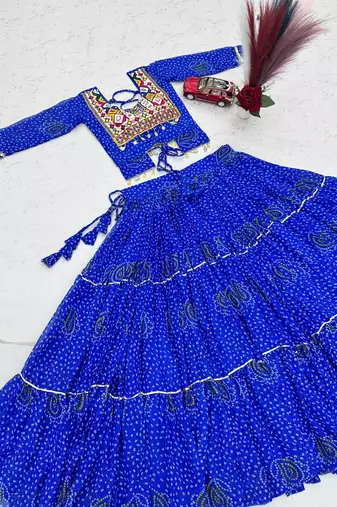 Blue Color Thread, embroidery and codi work  faux georgette Lehenga Choli Set