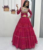 Pink Color Thread, embroidery and codi work  faux georgette Lehenga Choli Set