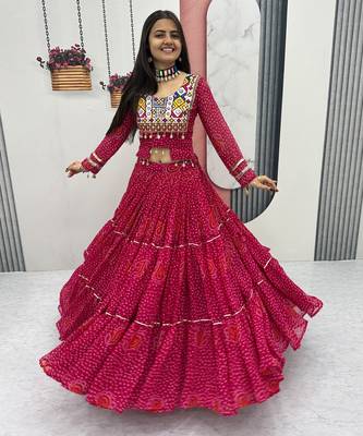 Pink Color Thread, embroidery and codi work  faux georgette Lehenga Choli Set 2