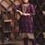 Wine sequins embroidered faux georgette stitched salwar kameez